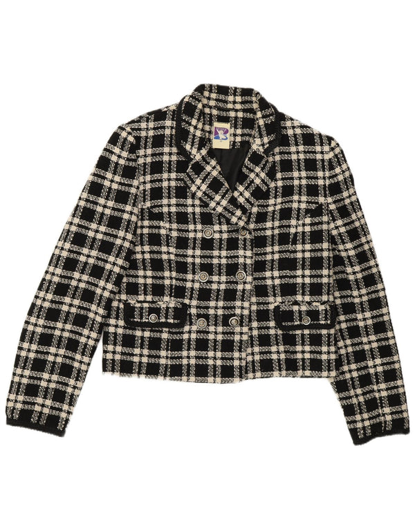 Giacca blazer doppiopetto da donna Yessica EU 40 lana a quadri nera media