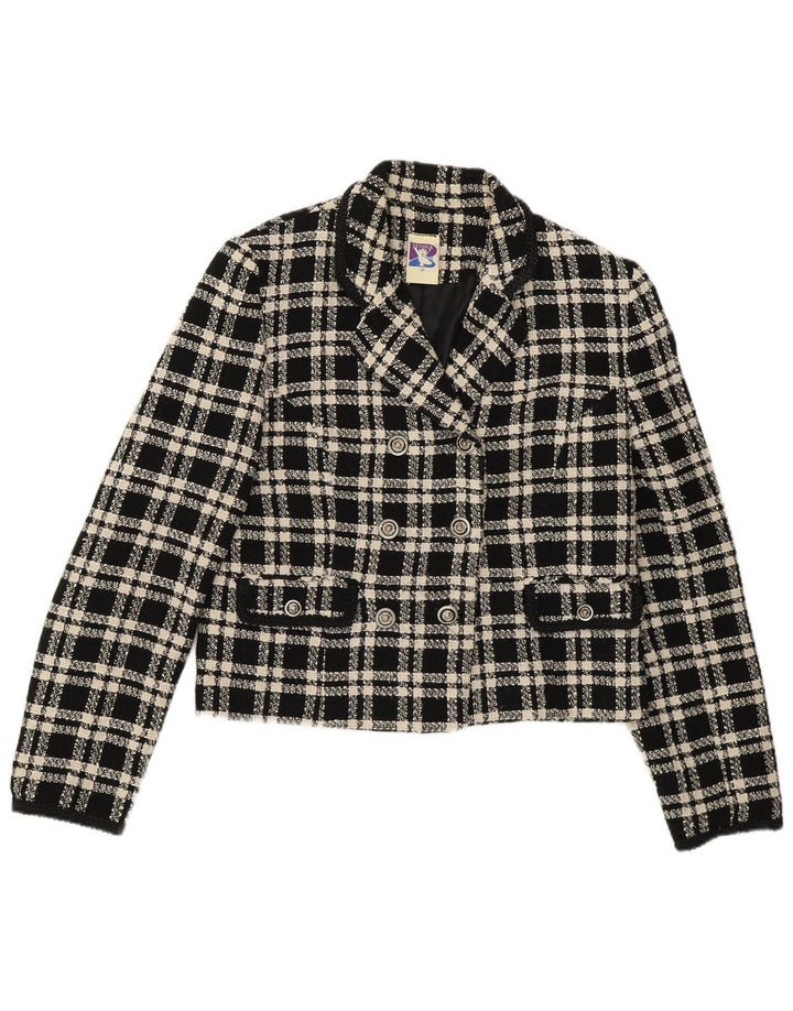 Giacca blazer doppiopetto da donna Yessica EU 40 lana a quadri nera media