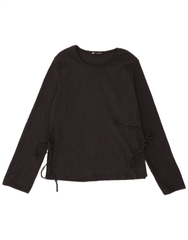 Top Zara da donna a maniche lunghe UK 10 Small Nero Poliestere