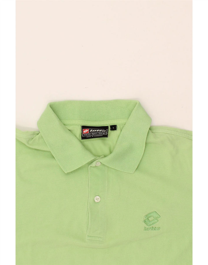 LOTTO Mens Slim Polo Shirt Large Green Cotton Vintage Lotto and Second-Hand Lotto from Messina Hembry 