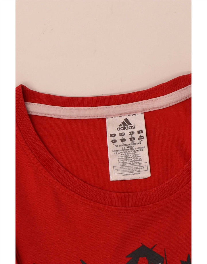 T-shirt grafica da uomo Adidas Top grande in cotone rosso