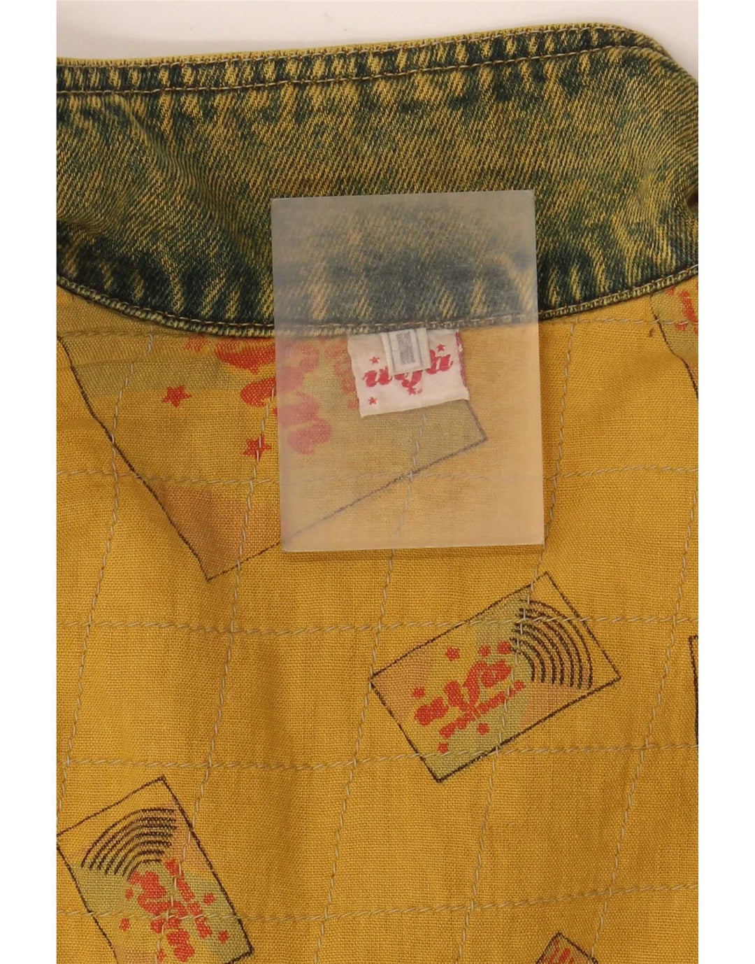 Giacca di jeans vestibilità ampia da uomo Ulfa UK 38 Cotone giallo medio anni '80