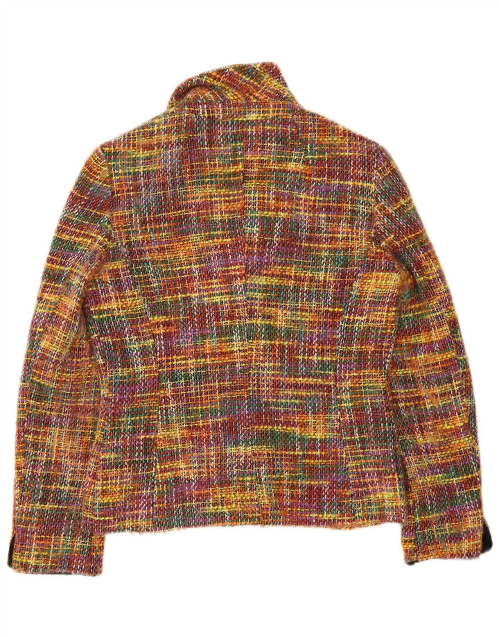 Giacca blazer vintage da donna a 2 bottoni IT 44 medio a quadri multicolore