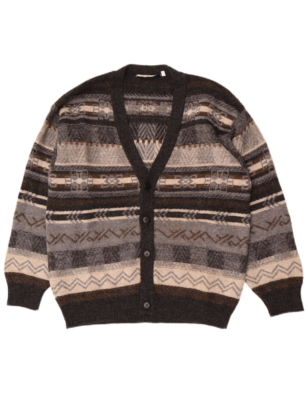 Gioferrari Maglia Cardigan Uomo IT 54 XL Grigio Lana Geometrica
