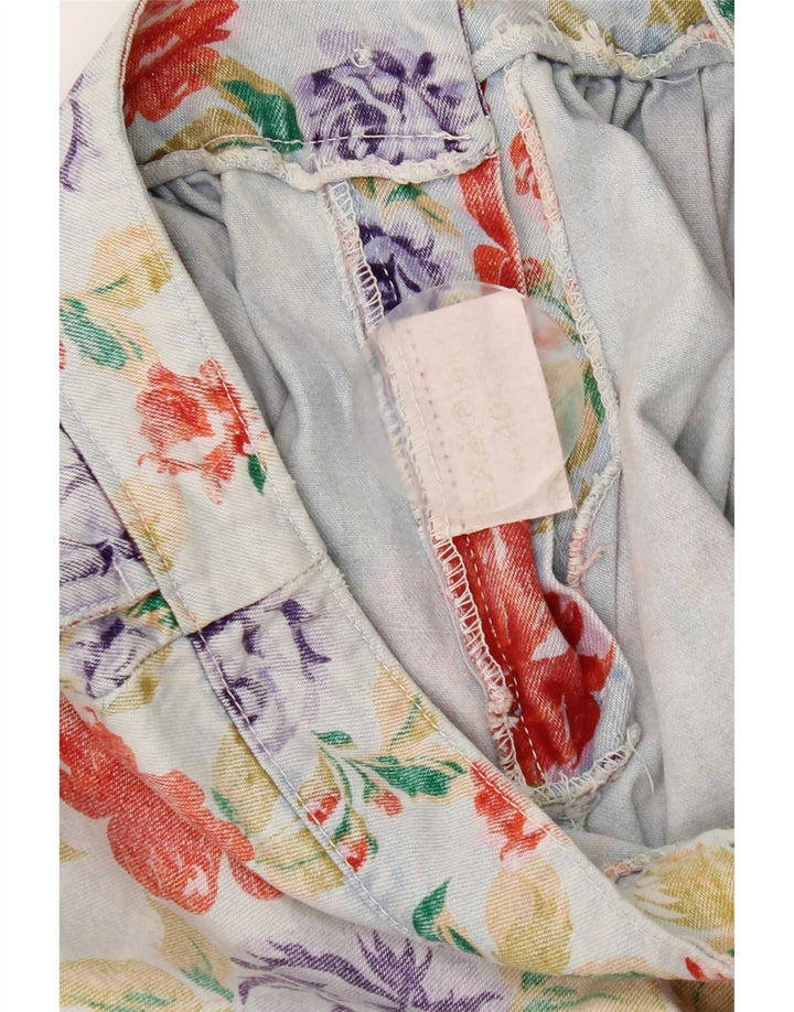 Pantaloncini di jeans con ancoraggio da donna vintage IT 40 piccoli W25 floreale multicolore