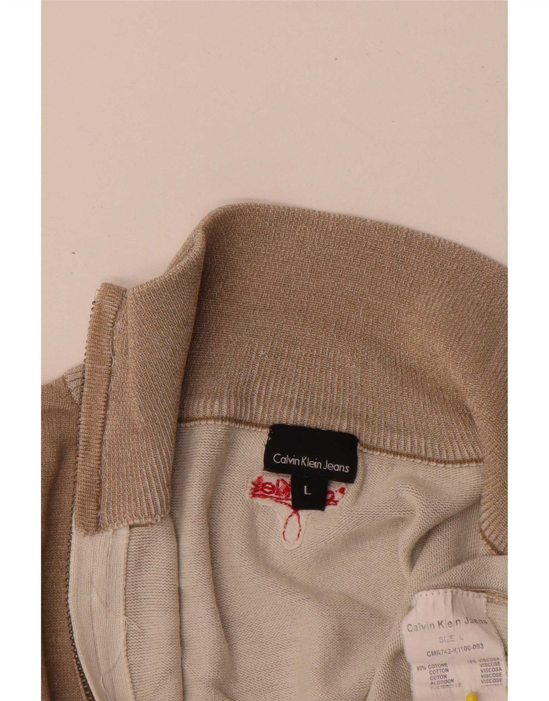 Calvin Klein Jeans Uomo Cardigan Maglione Grande Cotone Beige