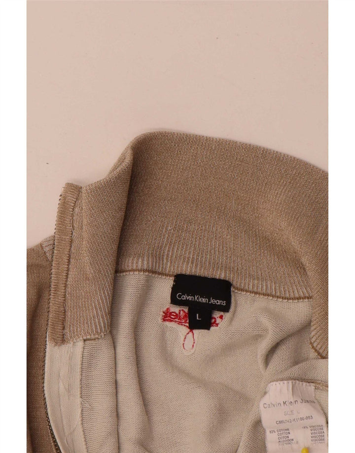 Calvin Klein Jeans Uomo Cardigan Maglione Grande Cotone Beige