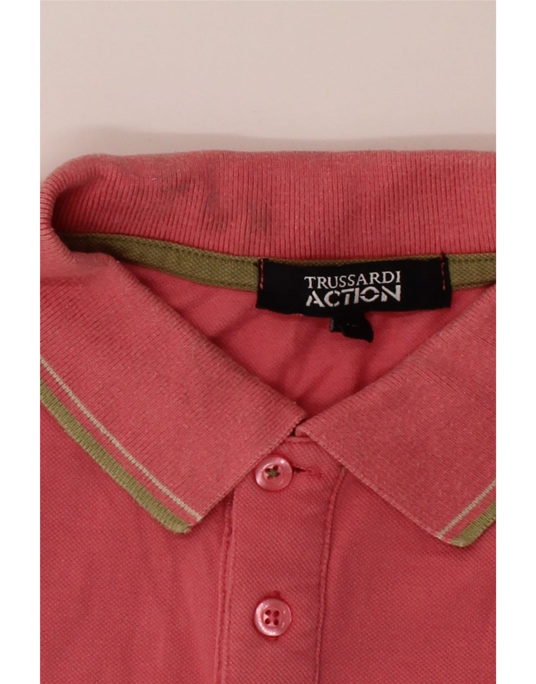 TRUSSARDI Mens Polo Shirt Large Pink Cotton Vintage Trussardi and Second-Hand Trussardi from Messina Hembry 