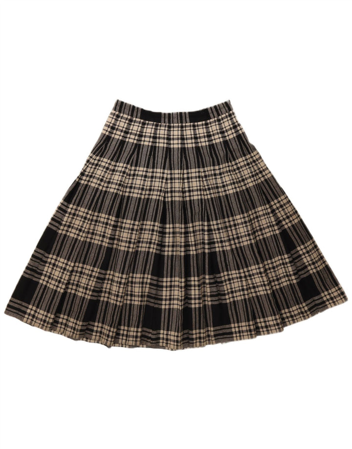 Gonna a pieghe vintage da donna W26 piccola scozzese nera