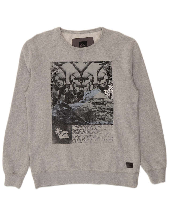 Quiksilver Felpa con grafica da uomo Maglione grande in cotone grigio