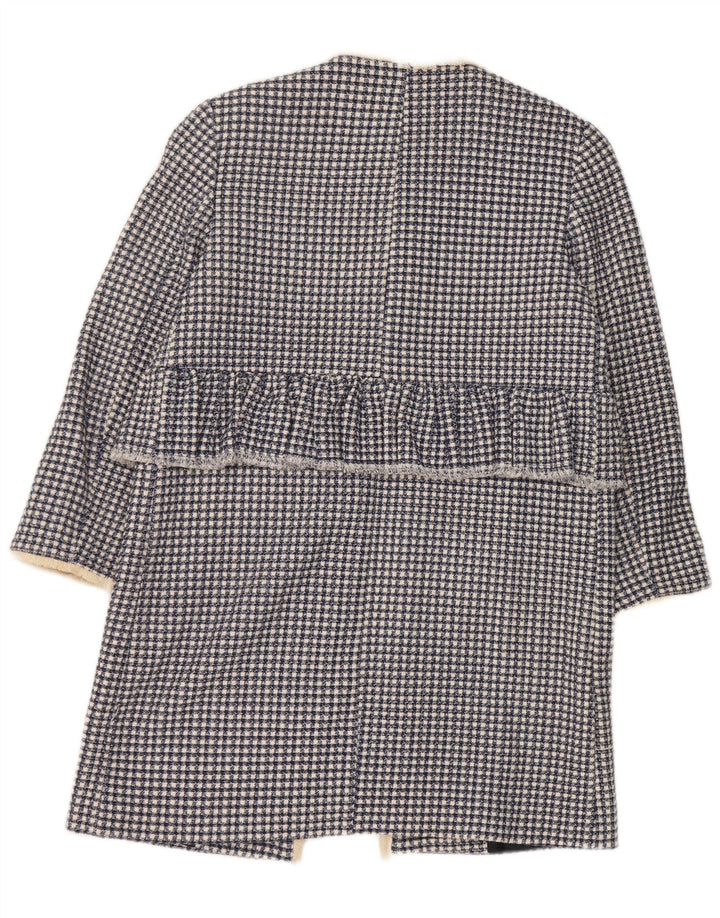 Soprabito aperto oversize da donna Zara UK 10 piccolo cotone pied de poule blu