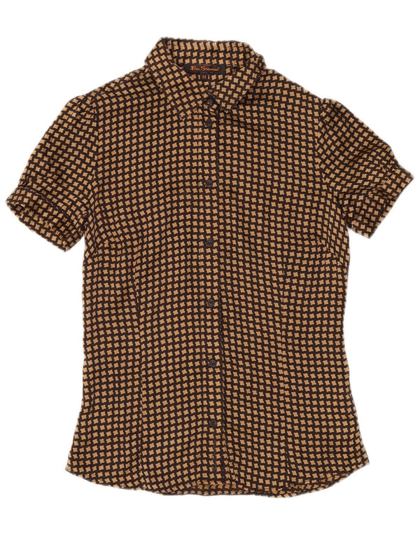 BEN SHERMAN Camicia da donna Camicetta UK 12 Pied de poule marrone medio