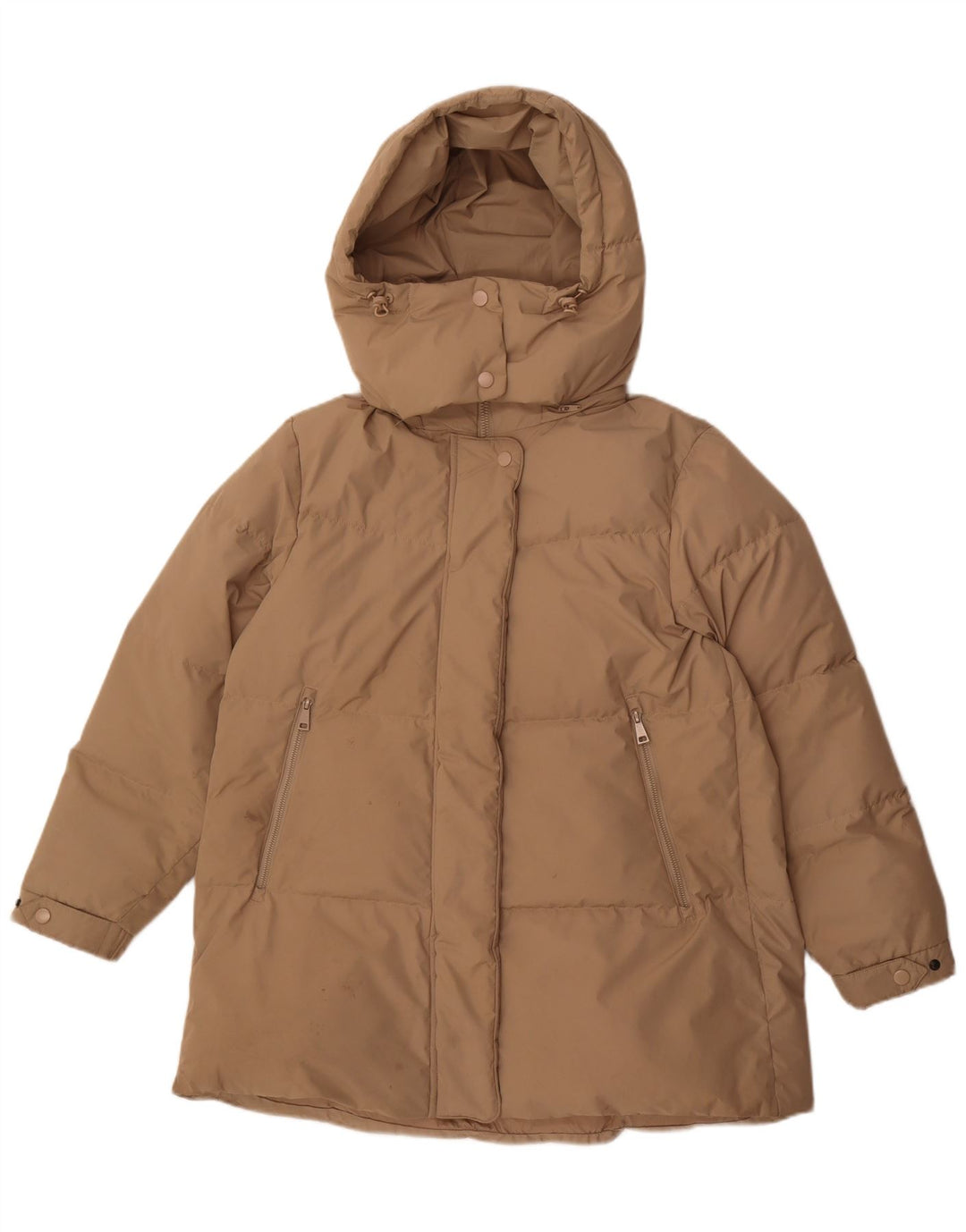 Giacca imbottita oversize con cappuccio da donna Massimo Dutti UK 6 XS Poliestere beige