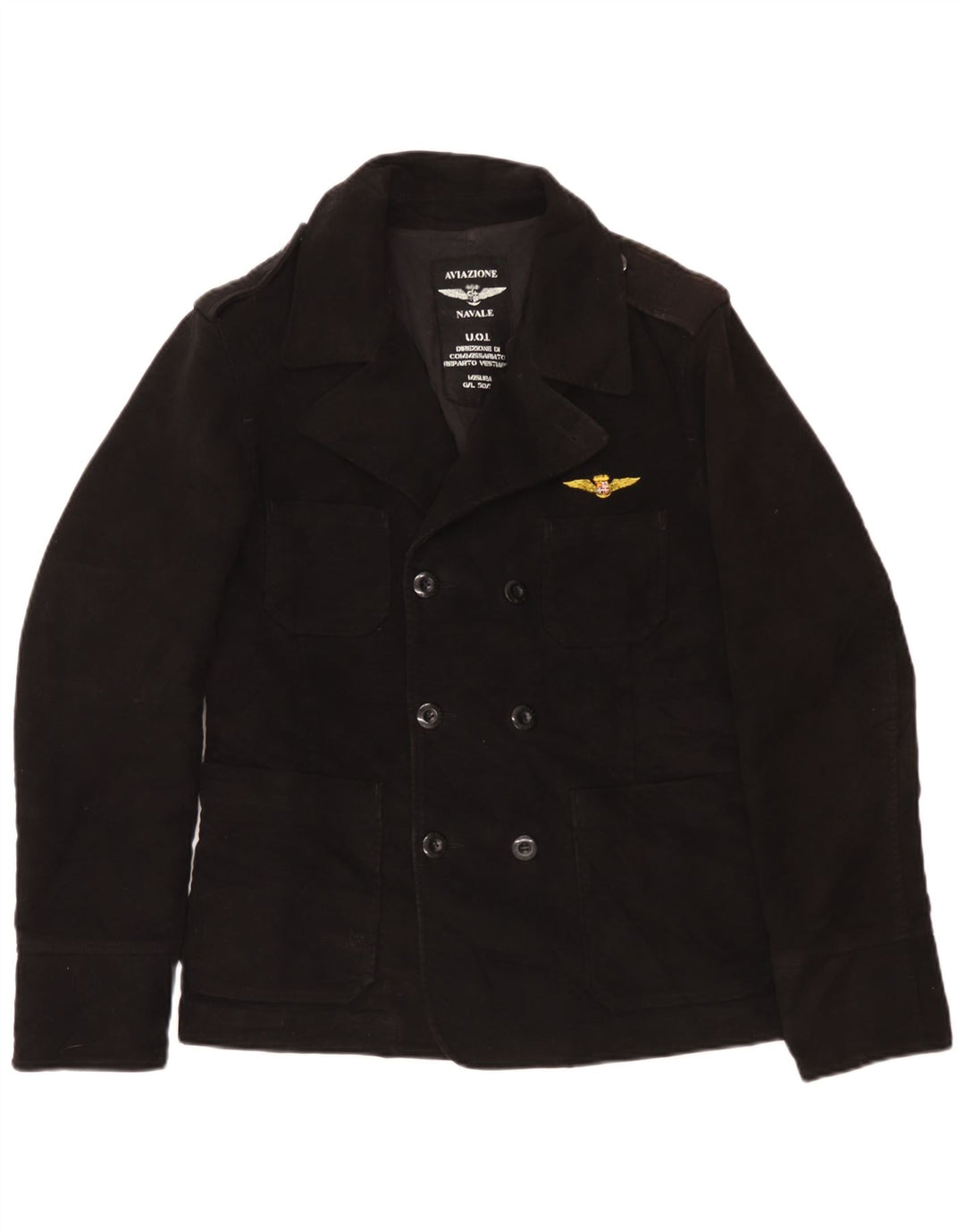 Cappotto da marinaio da uomo Aviazione Navale UK 38 cotone nero medio