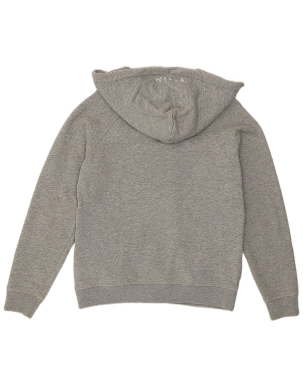 Maglione con cappuccio e zip grafica da donna Jack Wills UK 12 Cotone grigio medio