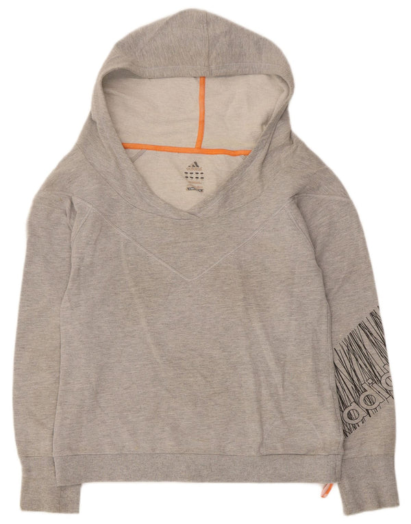 Felpa con cappuccio grafica Adidas Clima 365 da donna UK 10 piccola grigia chiazzata
