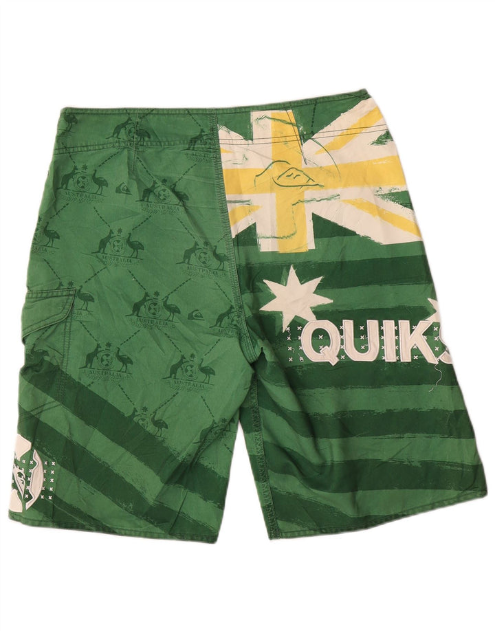 Pantaloncini da bagno grafici da uomo Quiksilver in poliestere a righe verde medio