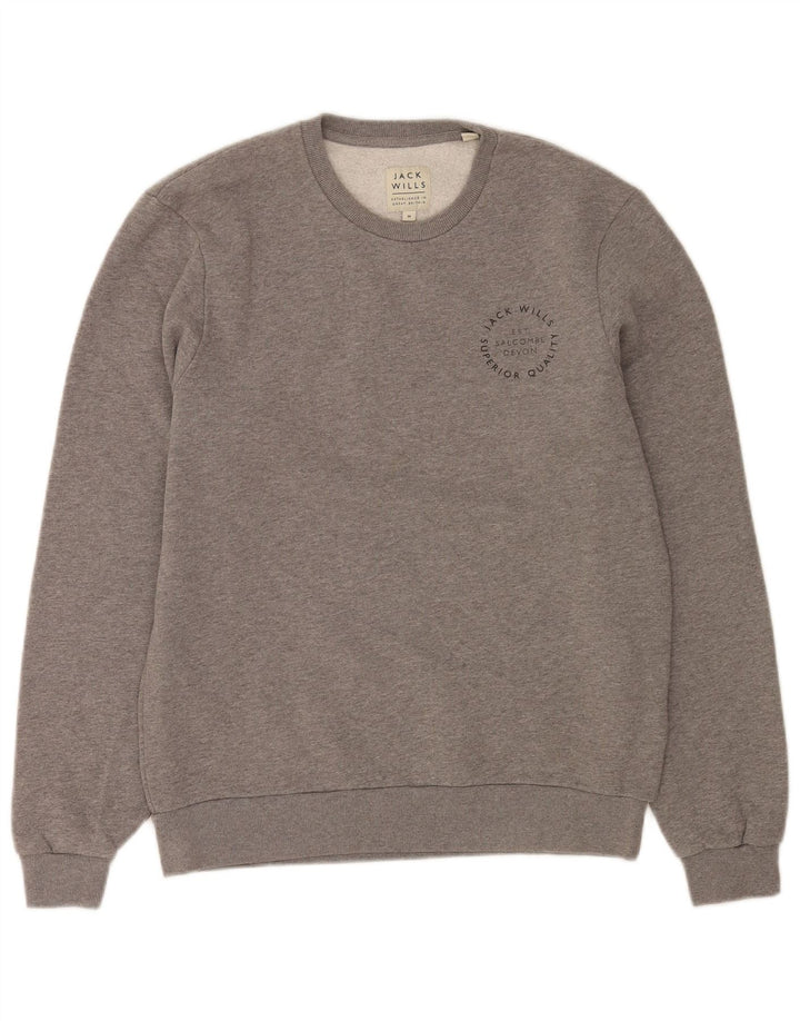 Felpa da uomo Jack Wills Maglione in cotone screziato grigio medio