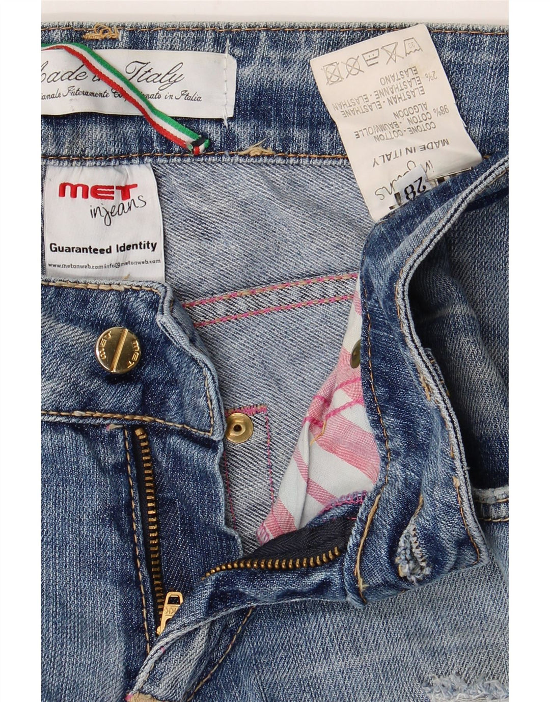 Jeans dritti effetto consumato da donna MET W28 L31 cotone blu