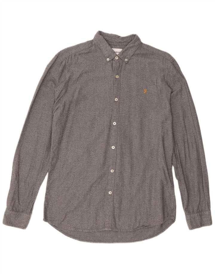 Camicia Slim Fit da Uomo Farah Large in Cotone Grigio