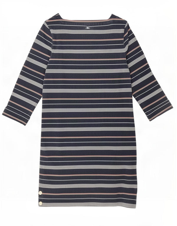 Abito a trapezio con maniche a 3/4 da donna Barbour UK 12 Cotone a righe blu navy medio