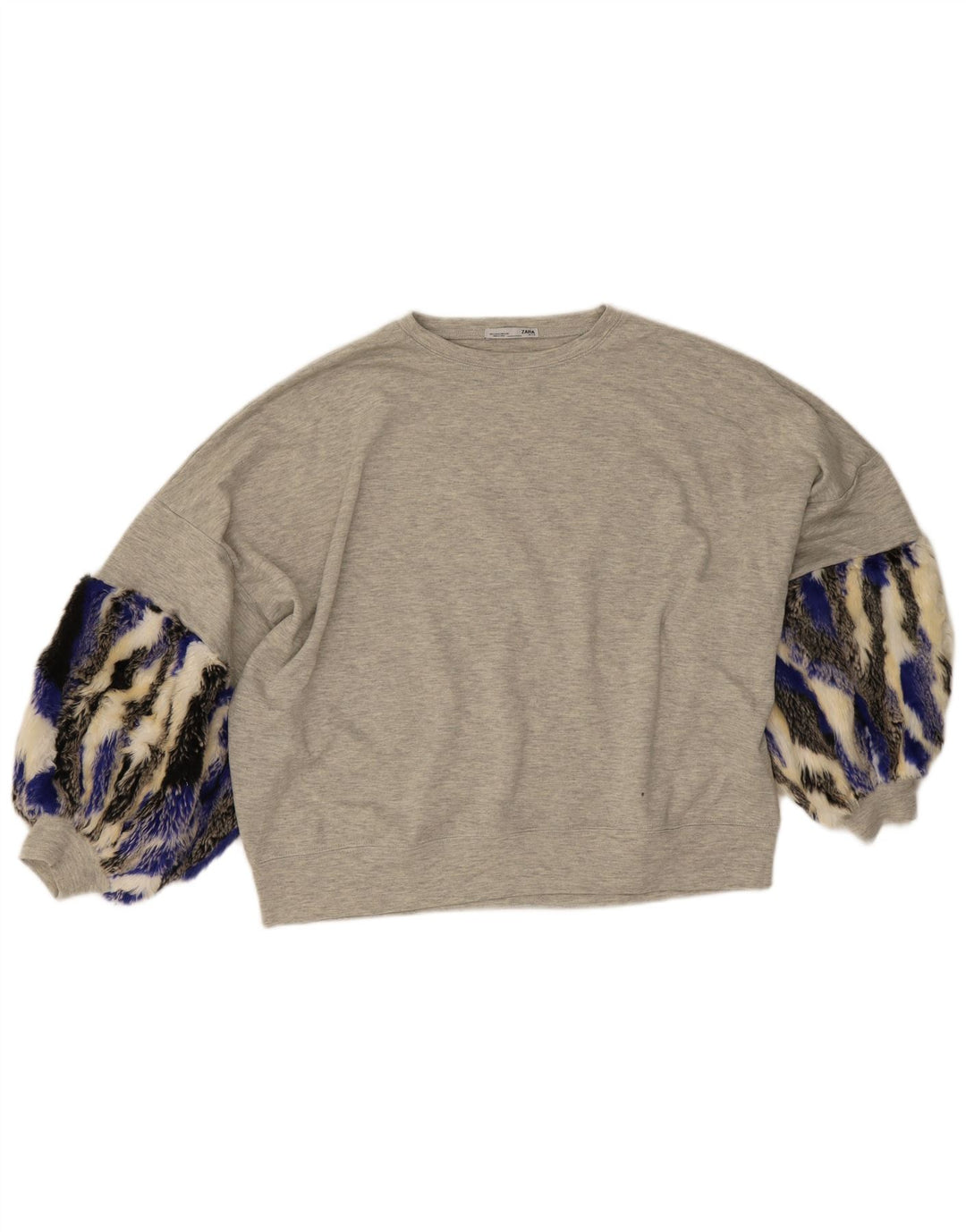 Top Zara da donna oversize con maniche a 3/4 UK 10 Small Grigio Colourblock Poliestere