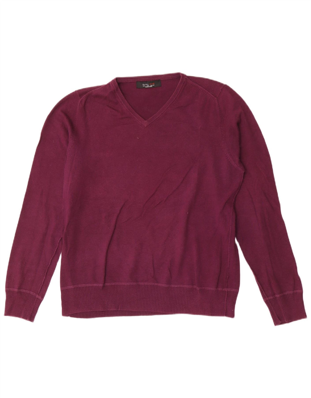 Maglione Zara da uomo con scollo a V grande bordeaux
