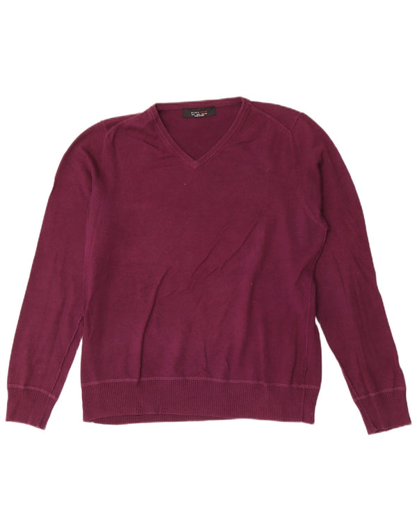 Maglione Zara da uomo con scollo a V grande bordeaux
