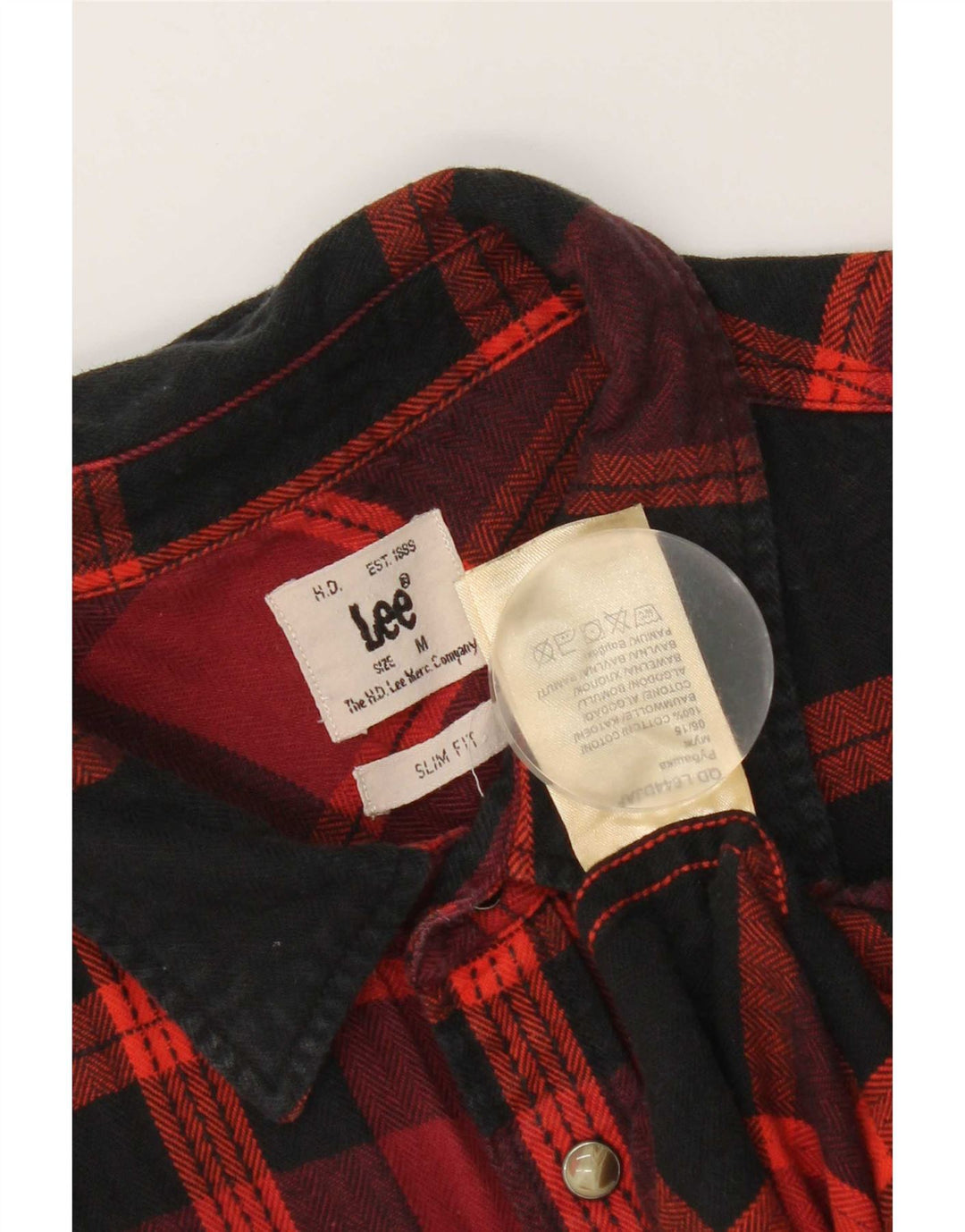 Camicia Lee da uomo in flanella western slim fit, cotone a quadri rosso medio