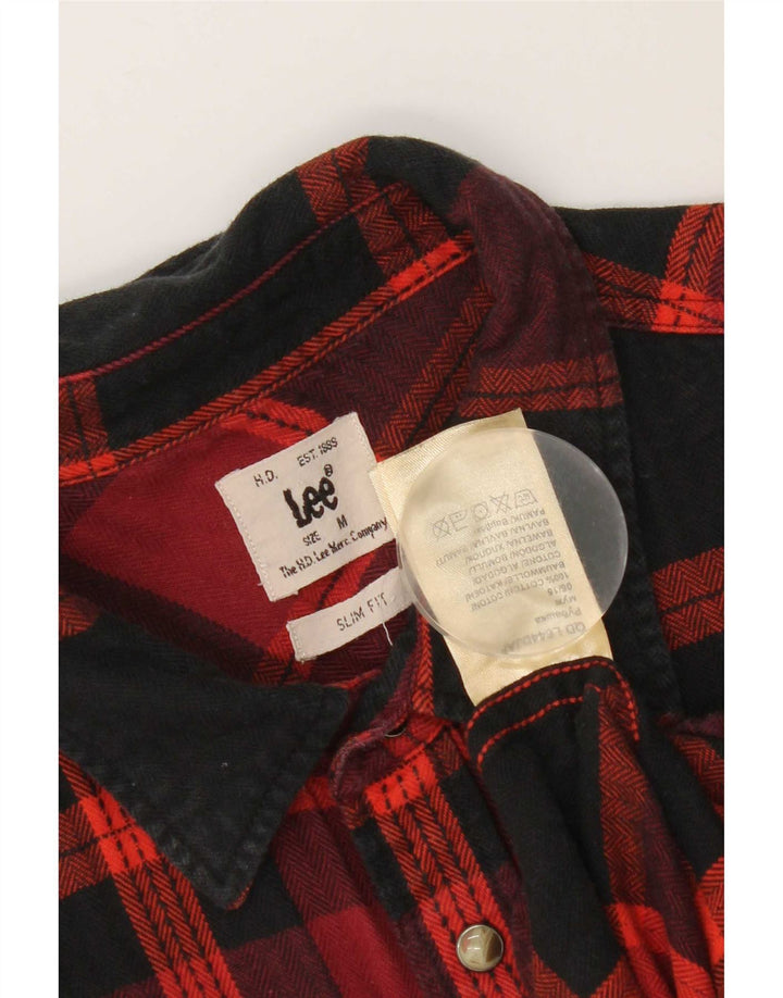 Camicia Lee da uomo in flanella western slim fit, cotone a quadri rosso medio