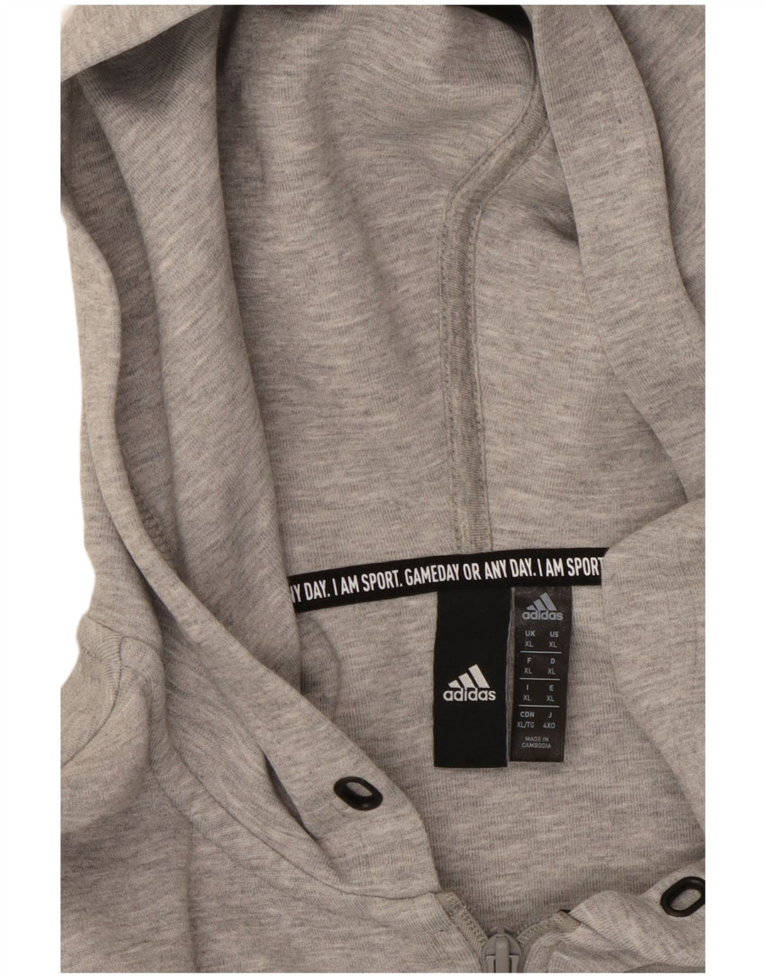 Maglione con cappuccio e zip ADIDAS da uomo XL in cotone grigio