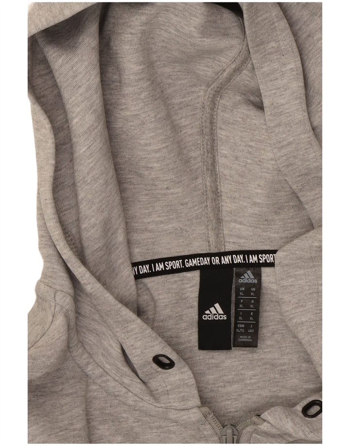 Maglione con cappuccio e zip ADIDAS da uomo XL in cotone grigio