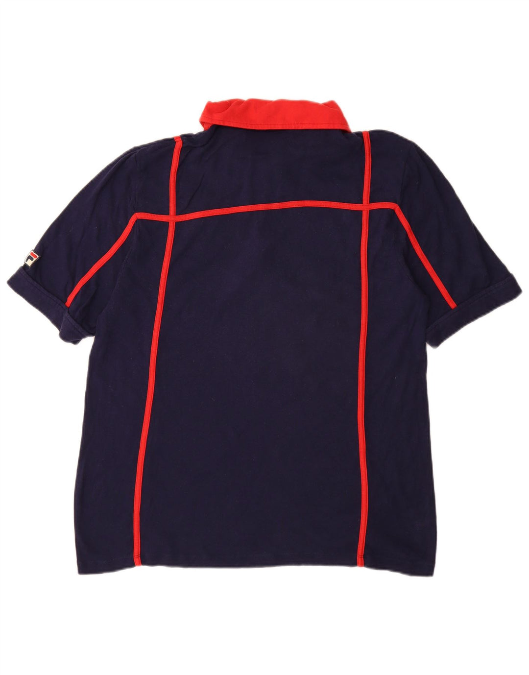 Polo da uomo FILA grande in cotone color block blu navy