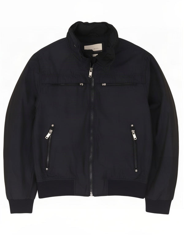 Giubbotto bomber da uomo Zara UK 40 grande poliestere blu navy