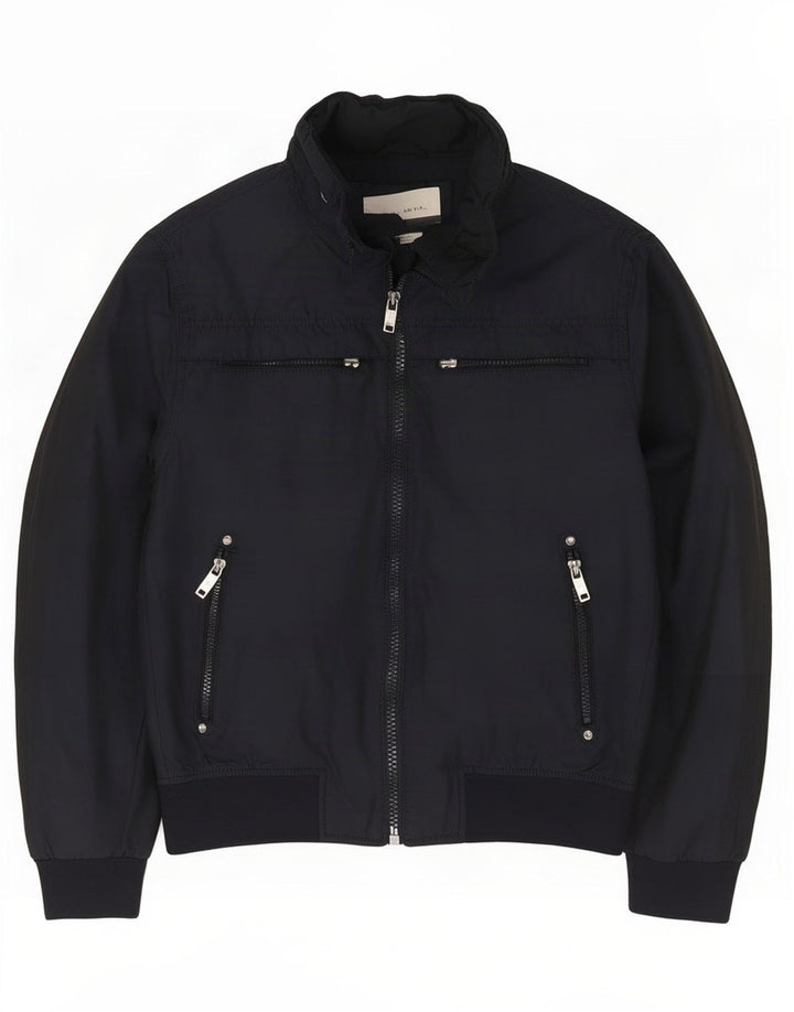 Giubbotto bomber da uomo Zara UK 40 grande poliestere blu navy