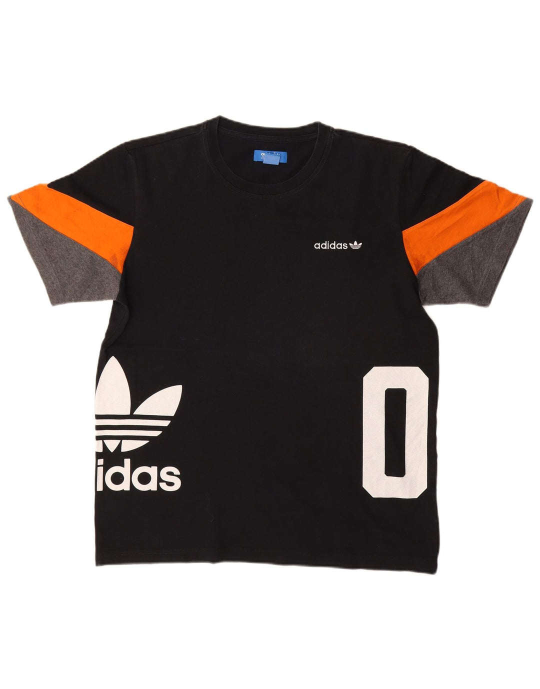 T-shirt grafica da uomo Adidas Top grande in cotone color block nero