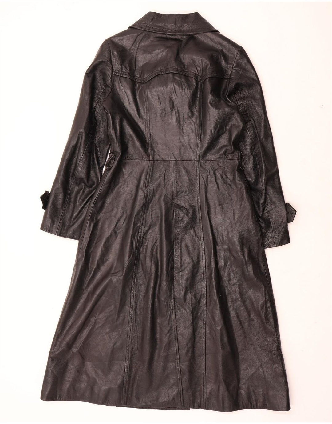 Cappotto in pelle da donna VINTAGE UK 12 Pelle nera media