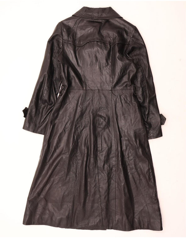 Cappotto in pelle da donna VINTAGE UK 12 Pelle nera media
