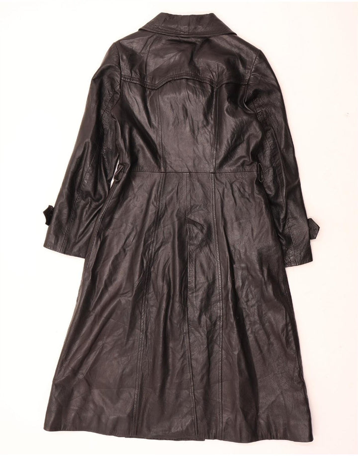Cappotto in pelle da donna VINTAGE UK 12 Pelle nera media