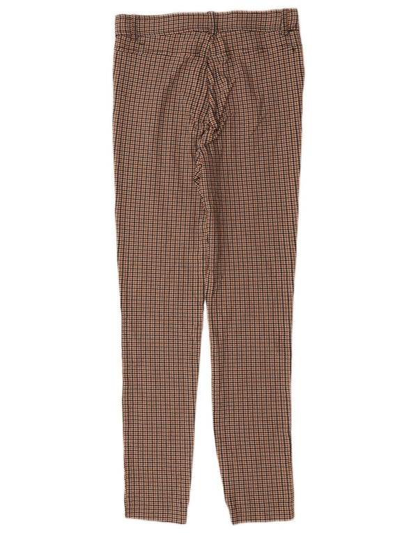 Zara Womens Skinny Casual Trousers Medium W28 L27 Brown Houndstooth Viscose