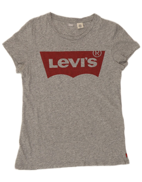 T-shirt grafica da donna Levi's Top UK 10 piccolo cotone chiazzato grigio
