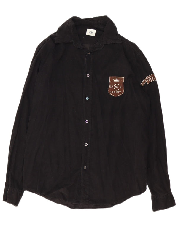 Camicia da uomo in velluto a coste CERRUTI 1881 media nera