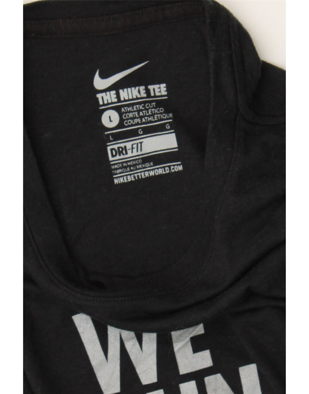 NIKE Womens Dri Fit Graphic T-Shirt Top UK 14 Large Black Polyester Vintage Nike and Second-Hand Nike from Messina Hembry 