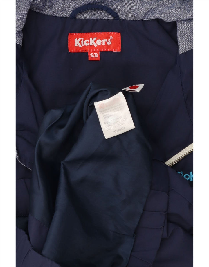 Giacca a vento con cappuccio Kickers per ragazzi 7-8 anni piccola in nylon blu navy