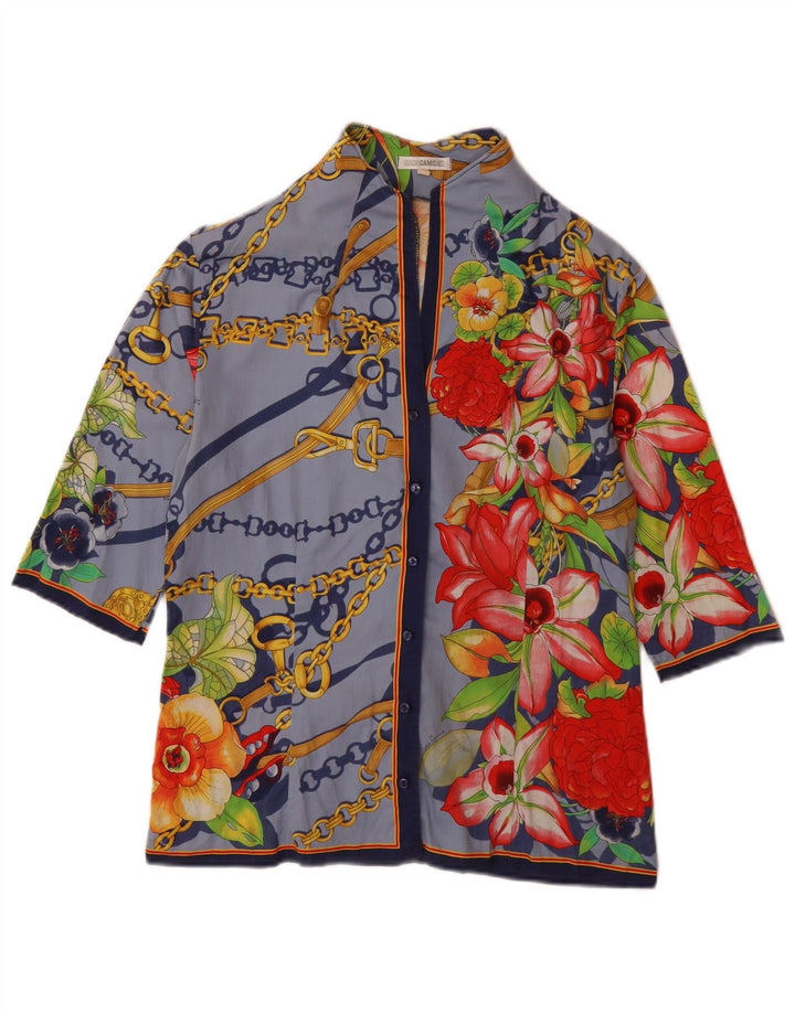NARACAMICIE Camicia da donna con maniche a 3/4 grafica Camicetta UK 16 Grande Blu Floreale