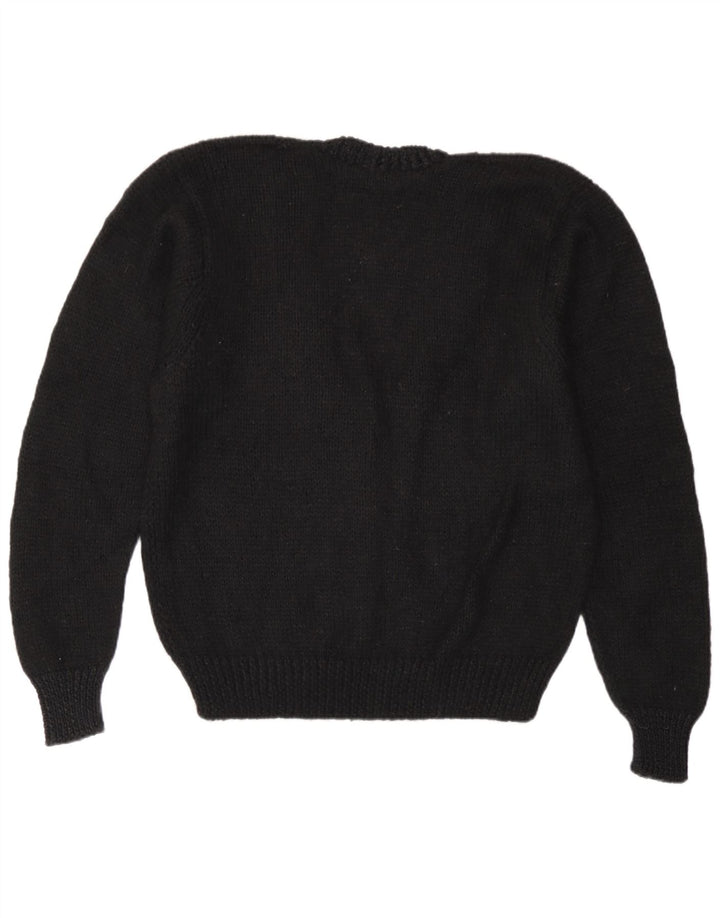 Maglione maglione vintage da donna con scollo a V UK 16 grande nero