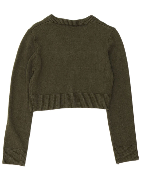 Maglione corto da donna Zara UK 12 Viscosa verde medio