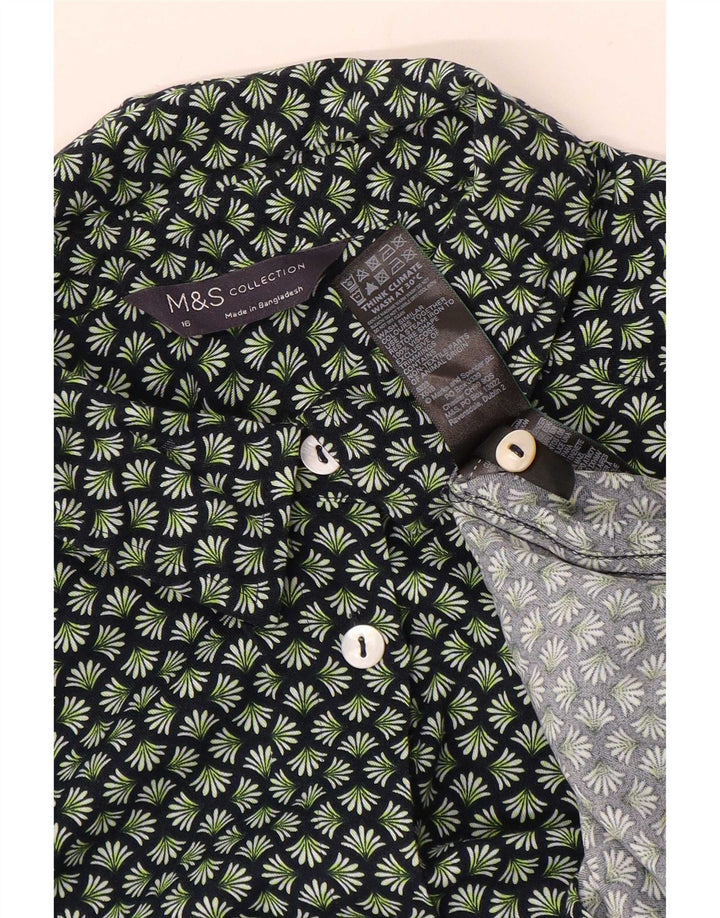 Camicia da donna Marks & Spencer UK 16 grande viscosa floreale verde
