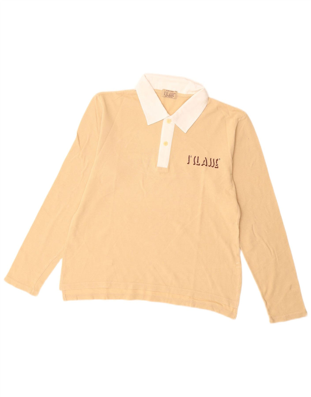 ALVIERO MARTINI Polo da rugby grafica da uomo a maniche lunghe Beige medio