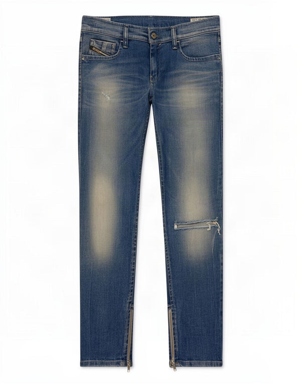 Jeans slim invecchiati da donna Diesel W29 L29 cotone blu